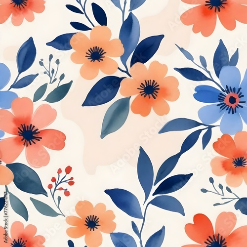 Beautiful colored floral design in plain background