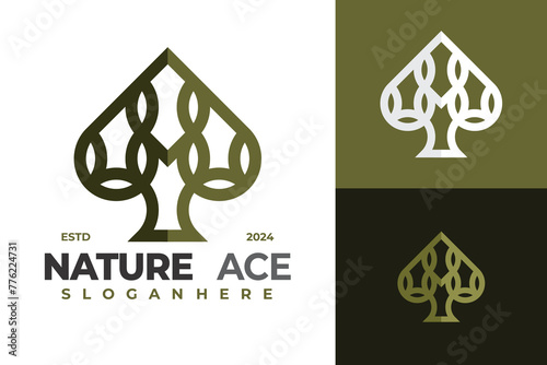 Letter M Nature Ace Spades logo design vector symbol icon illustration