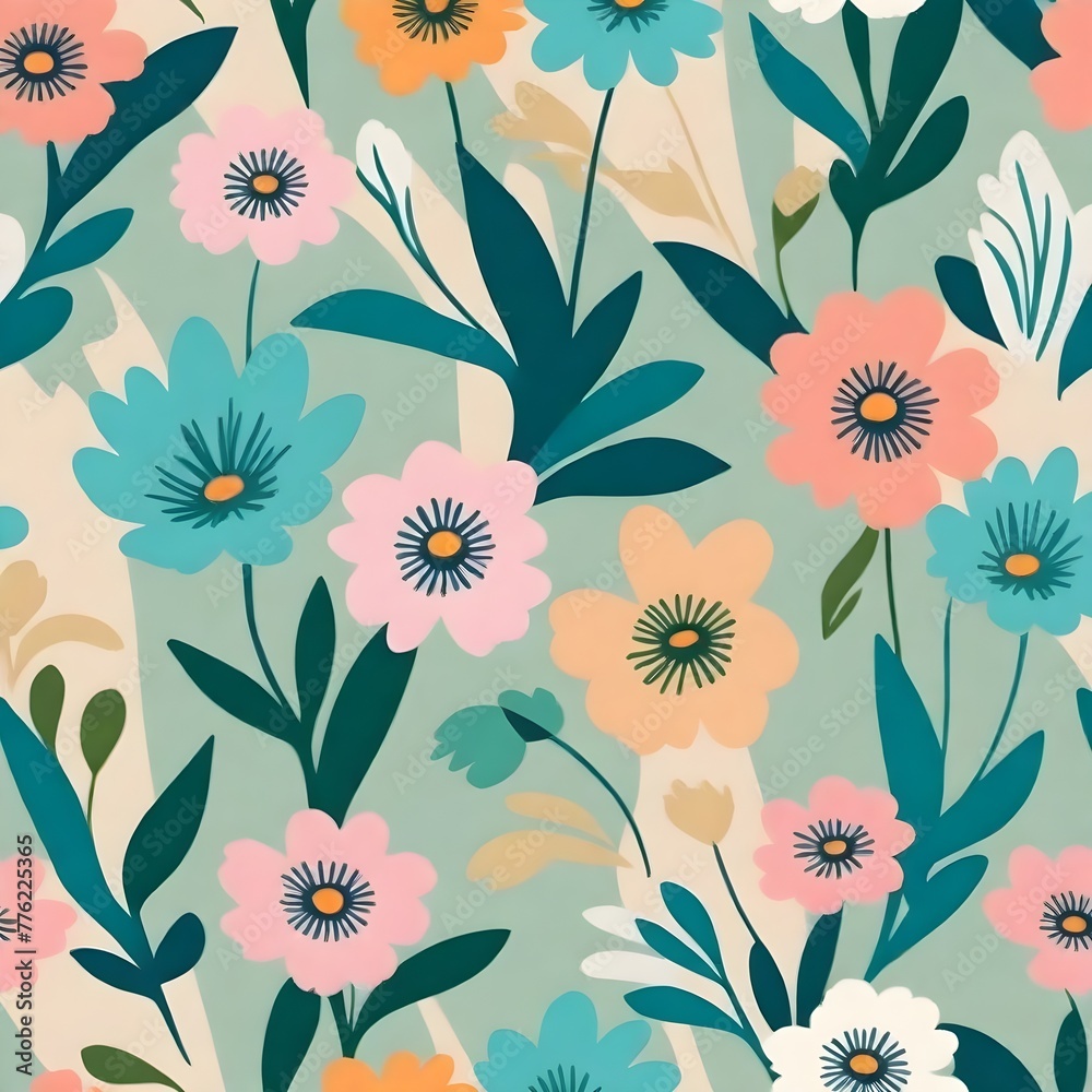 Beautiful colored floral design in plain background