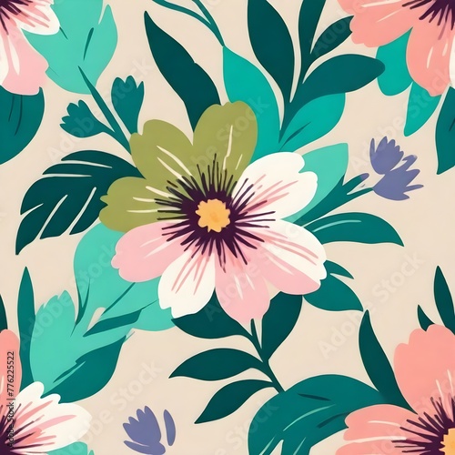 Beautiful colored floral design in plain background