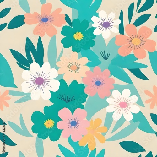 Beautiful colored floral design in plain background