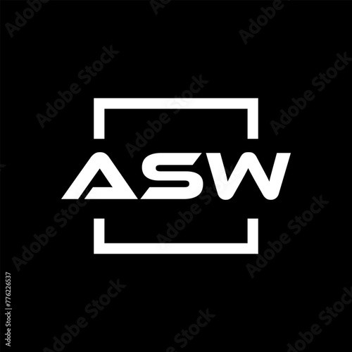Initial letter ASW logo design. ASW logo design inside square. photo