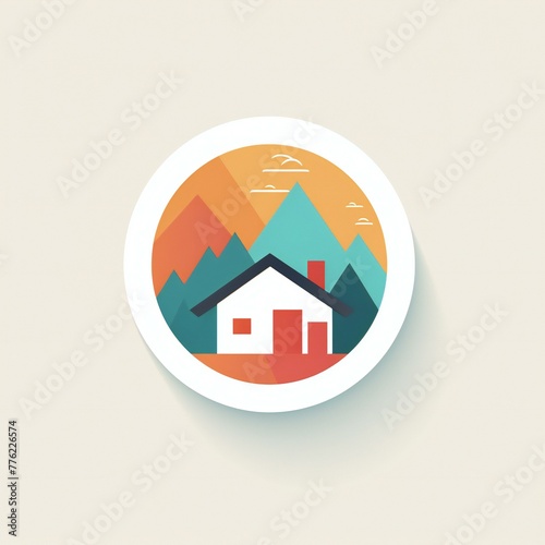flat minimalist house logo icon