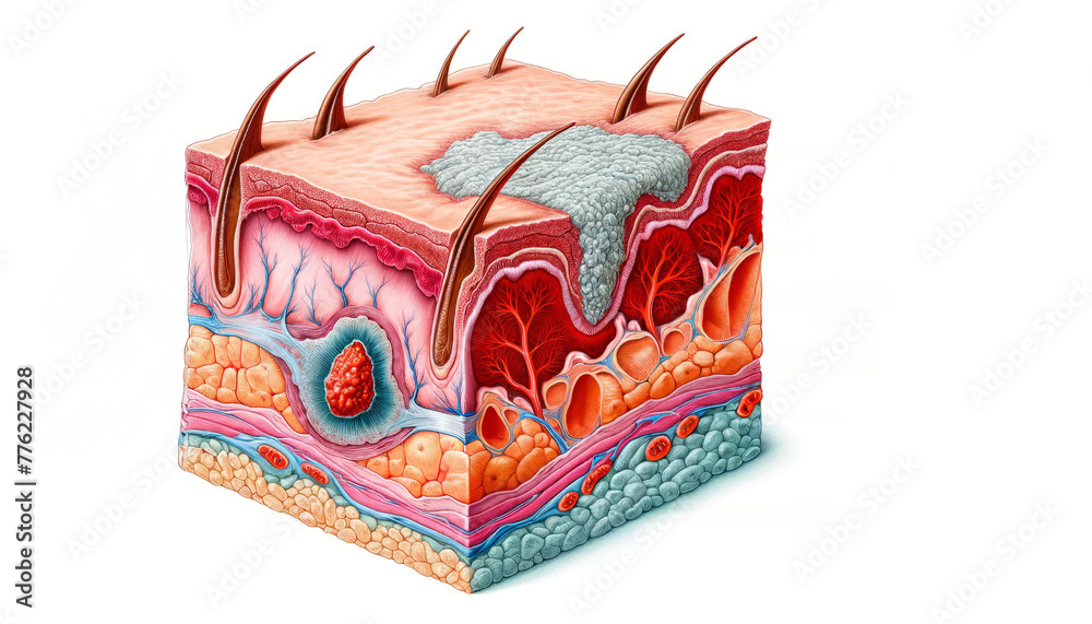Soft Tissue Abscess Medical Illustration. Detailed visualization of a