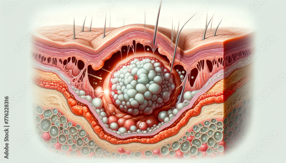 Soft Tissue Abscess Medical Illustration. Detailed visualization of a
