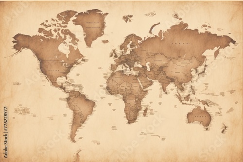 World map  A vintage map of the world in sepia tones  AI generated