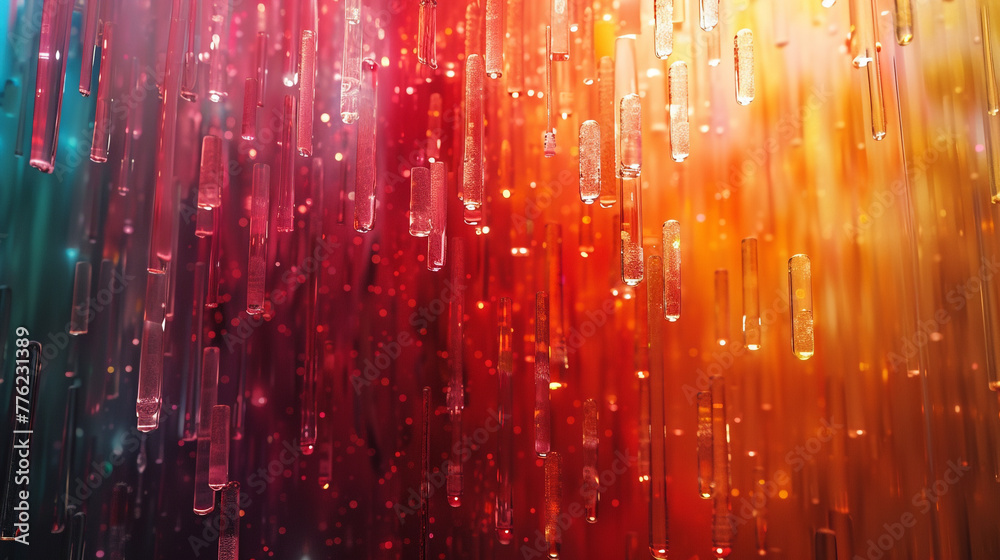 abstract background with lights and falling raindrops 