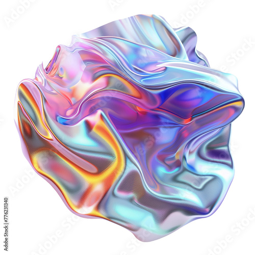 abstract shapes holographic fabric isolated. 3d fluid shape holographic gradient. photo