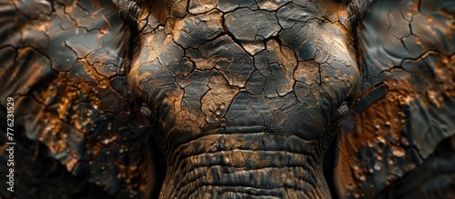 Weathered Elephant Trunk A Closeup of Times Impact on African Pachyderm Skin