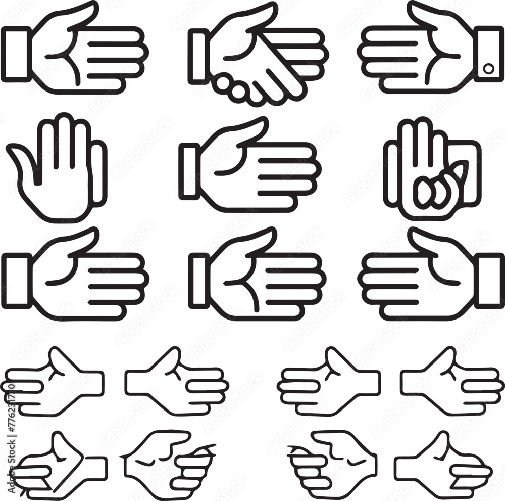 Handshake partnership stroke outline icon black on white background