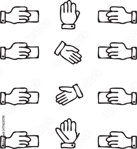 Handshake partnership stroke outline icon black on white background