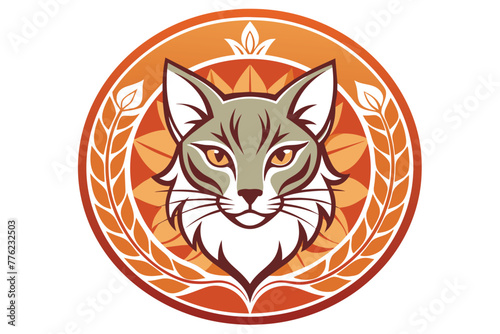 Fototapeta Naklejka Na Ścianę i Meble -  logo--cat--animal-s---ornament-in-cercle-on-white- (7).eps