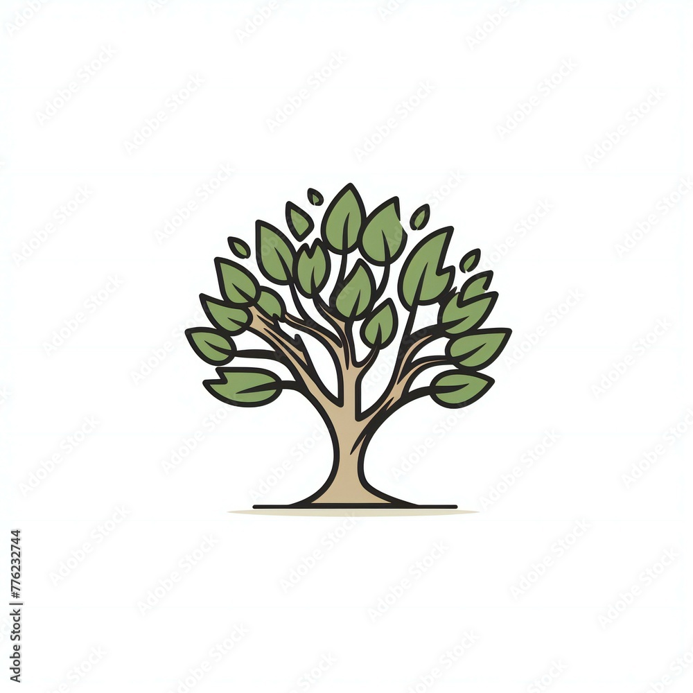 hand drawn flat minimalist tree logo icon