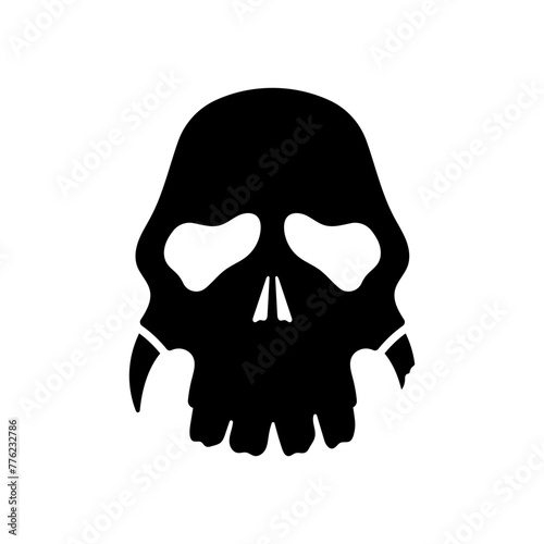 Skull icon. Black silhouette. Front view. Vector simple flat graphic illustration. Isolated object on a white background. Isolate.