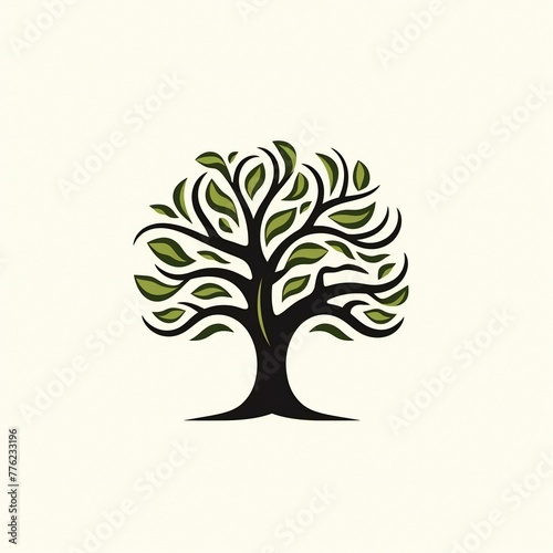 hand drawn flat minimalist tree logo icon