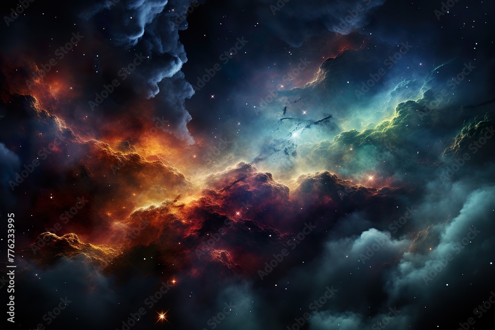 minimalistic design Nebula and galaxies in space. Abstract cosmos background