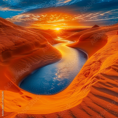A lone slot canyon, carved by time and elements, stands as a testament to geological beauty and erosion © weerasak