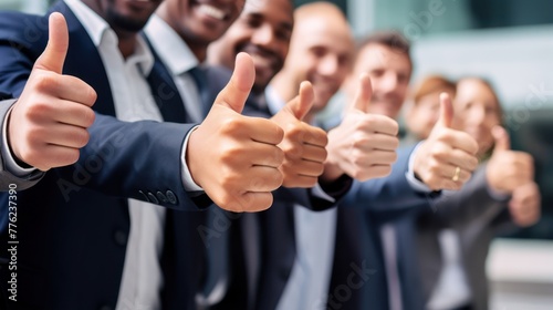 Group of Diverse and Successful Business Professionals Approving and Giving Thumbs Up for a Job Well Done in a Corporate Setting Generative AI