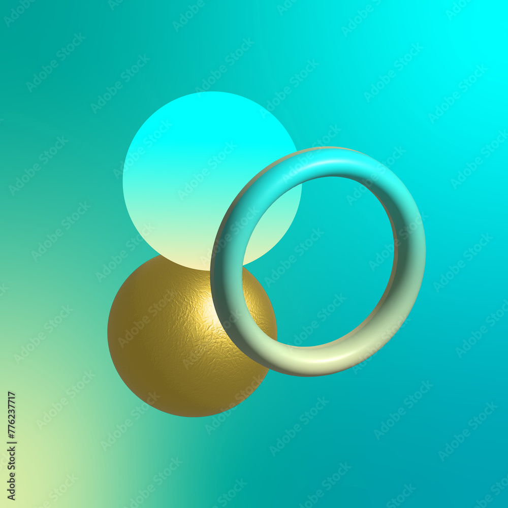 Minimalist shapes in turquoise and gold Minimalist shapes in turquoise and gold