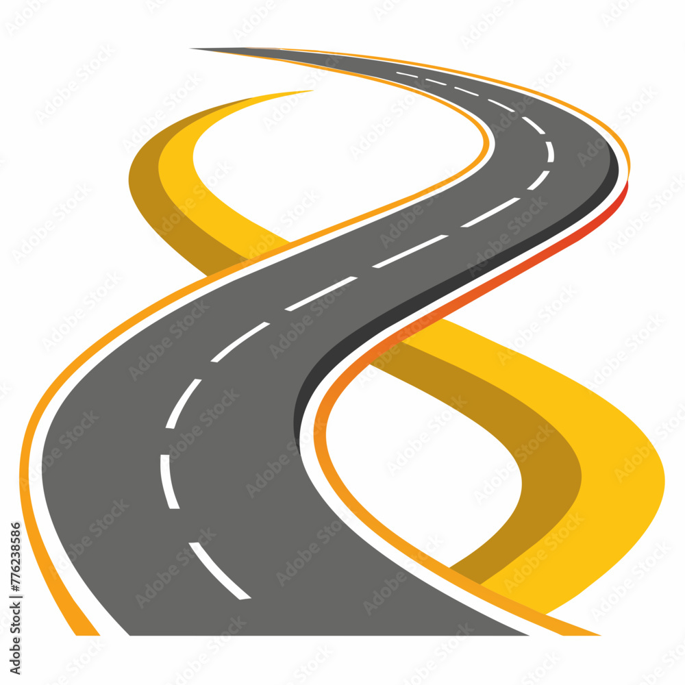 Curved highway with markings stock