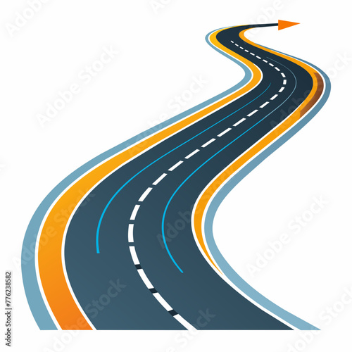 Curved and ditrection highway with markings stock
