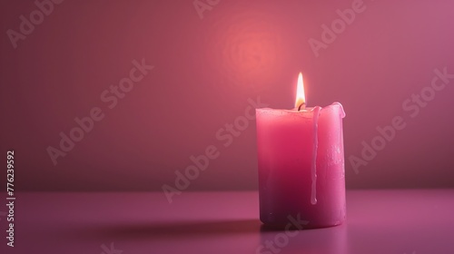 pink decorative candle burns.