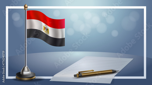 Small national flag of the EGYPT on bokeh background, vector Illustration
