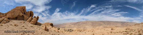 Jordan Trail from Um Qais to Aqaba, beautiful mountains,rocks and desert panorama landscape view during this long distance trail 