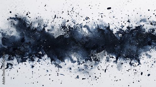 Minimalistic ink splatters coalescing into an abstract representation of creative chaos.  photo