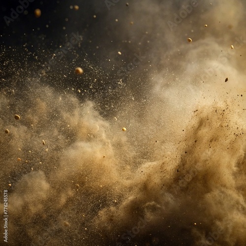 dust storm background, Brown black dust powder explosion