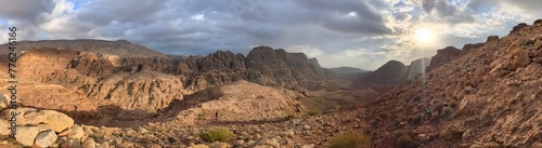 Jordan Trail from Um Qais to Aqaba, beautiful mountains,rocks and desert panorama landscape view during this long distance trail 