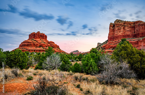 Bell Rock and Courthouse Butte on a cloudy morning in Sedona Arizona © Scott Bufkin