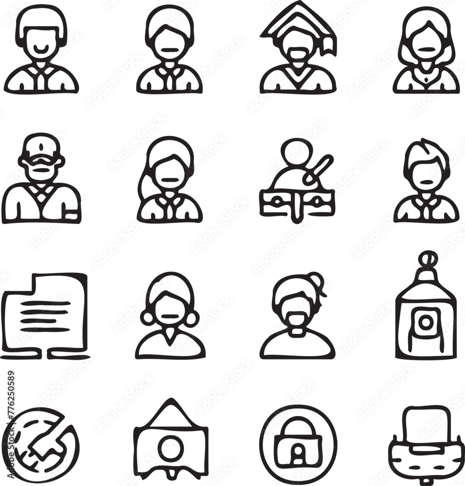 Set of linear employee perks icons thin line on white background