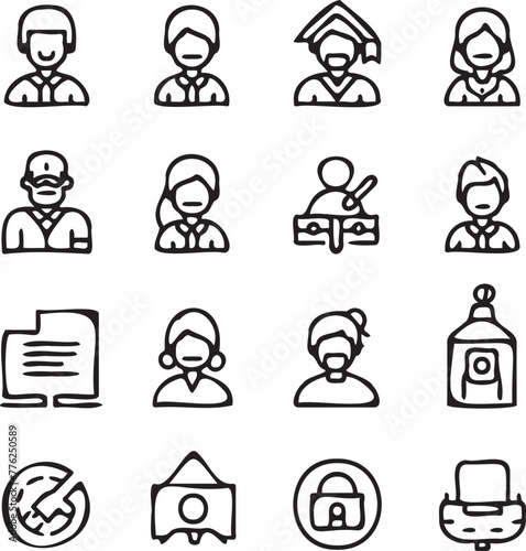 Set of linear employee perks icons thin line on white background