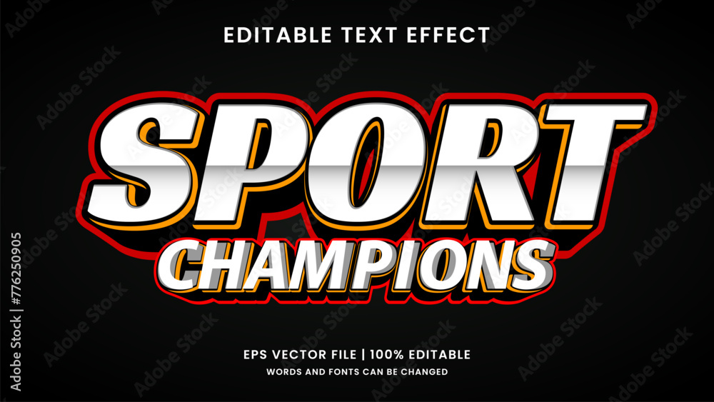Sport champions 3d editable text effect