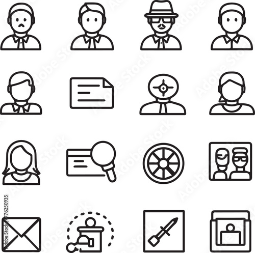 Set of linear employee perks icons thin line on white background