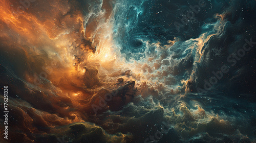 Vivid brushstrokes blending into a cosmic palette, crafting a celestial masterpiece. 