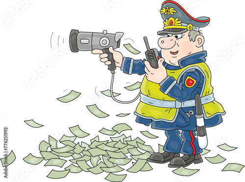Traffic policeman with a po...