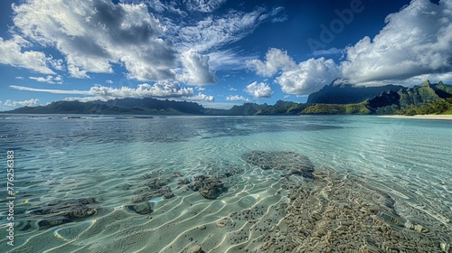 Matira Beach - French Polynesia generative ai photo