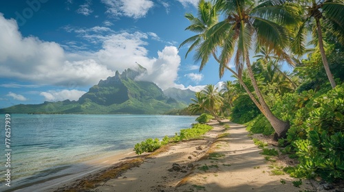 Matira Beach - French Polynesia generative ai photo