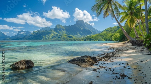 Matira Beach - French Polynesia generative ai photo