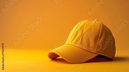 Bright Yellow Baseball Cap on Matching Background