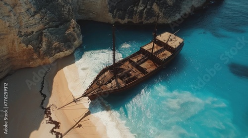 Navagio Beach (Shipwreck Beach) - Greece generative ai photo