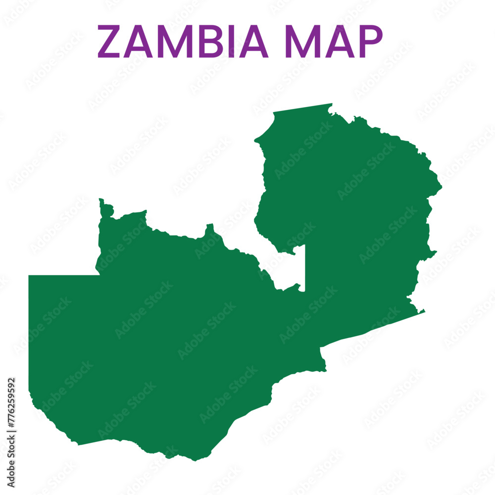 High detailed map of Zambia. Outline map of Zambia. Africa