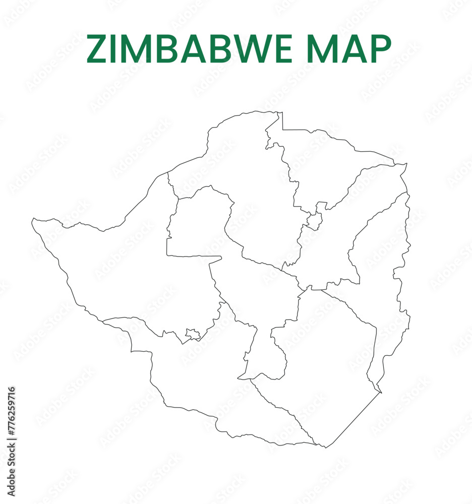 High detailed map of Zimbabwe. Outline map of Zimbabwe. Africa
