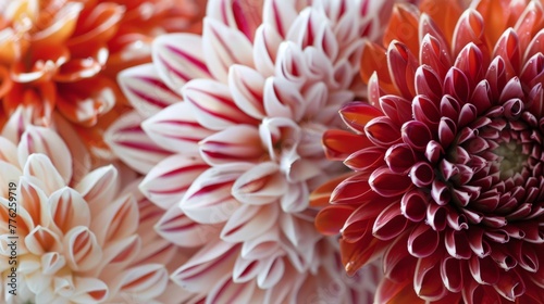  A tight shot of a flower cluster, red and white blooms at its heart The center of this arrangement showcases the hearts of red and white flowers