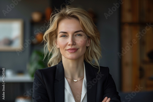 Businesswoman, office, happiness, front view, professional occupation, suit