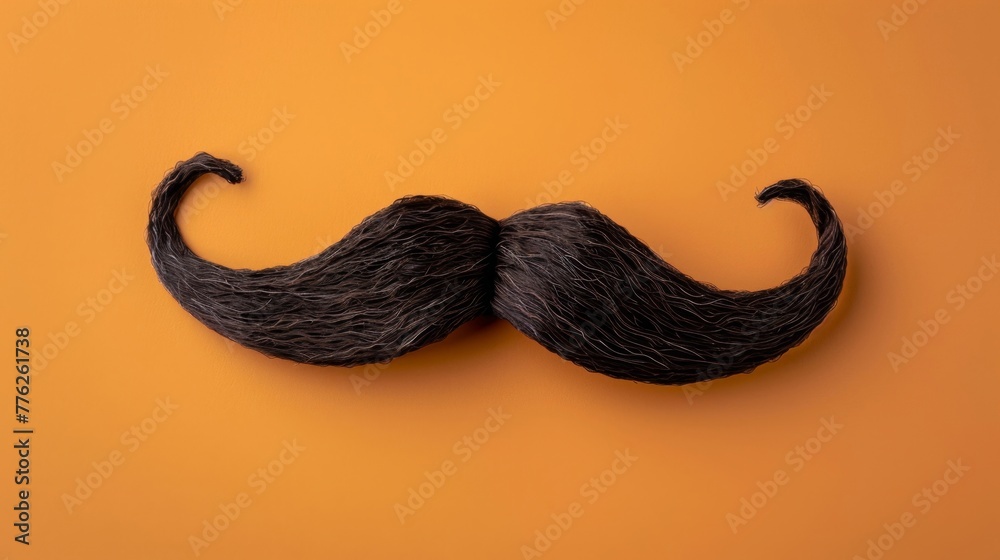 Fake Moustache on Yellow Background - obrazy, fototapety, plakaty 