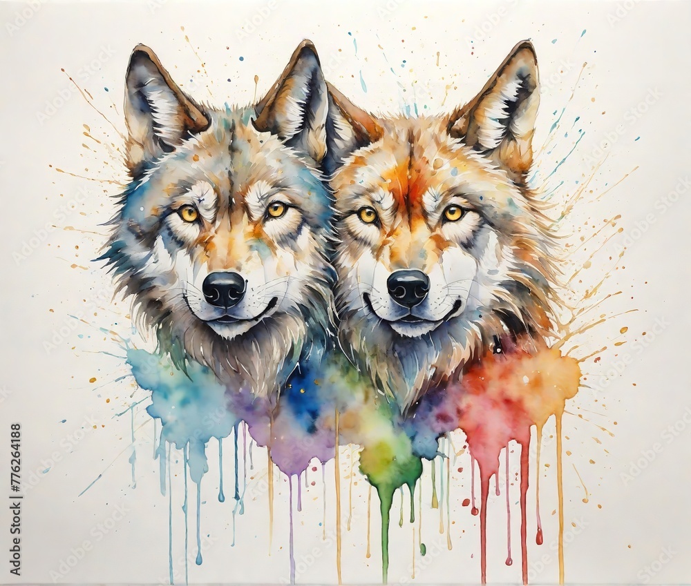 abstract watercolor painitng of wolf head abstract watercolor painitng of wolf head