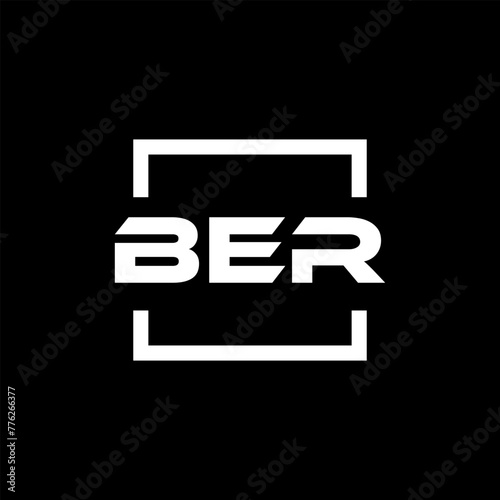 Initial letter BER logo design. BER logo design inside square.